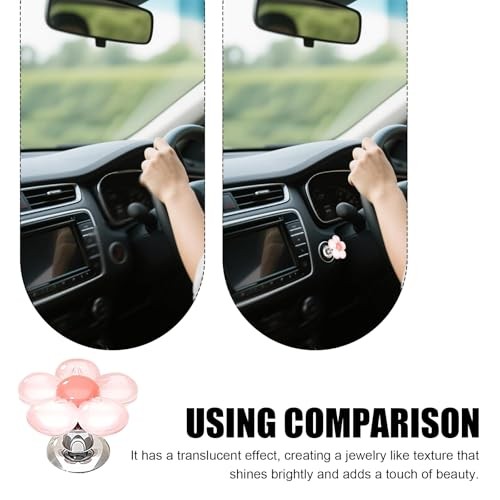 Car Push Start Button Cover, Flower Shape 3D Stereo Engine Quick 1 PC Pink