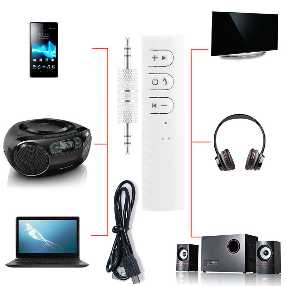 ✨✨✨Wireless Bluetooth4.1 Bullet 3.5mm Car Aux Music Receiver Audio Adapter White
