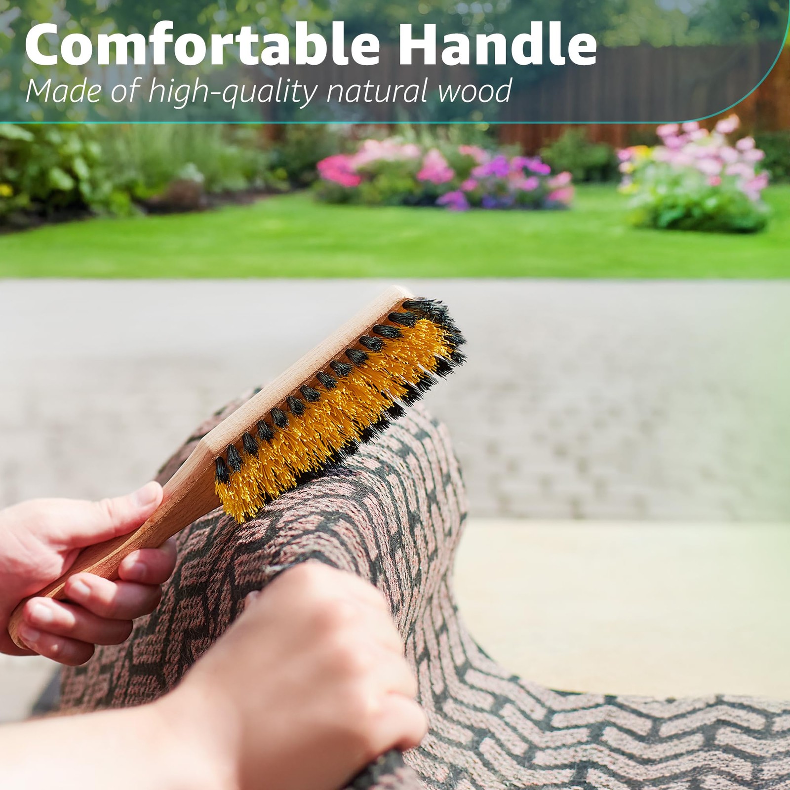 Carpet Cleaning Brush, Scrub Brush with Handle for Floor Black and Yellow