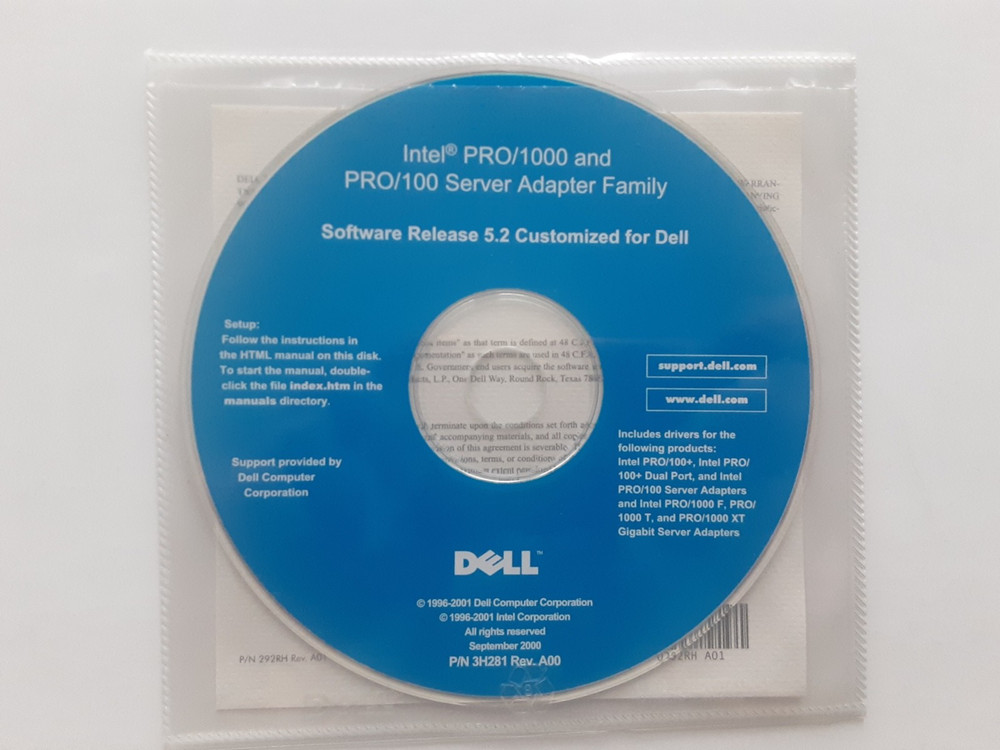 Dell Intel PRO 1000 / 100 Family Server Adapters v 5.2 CD PC