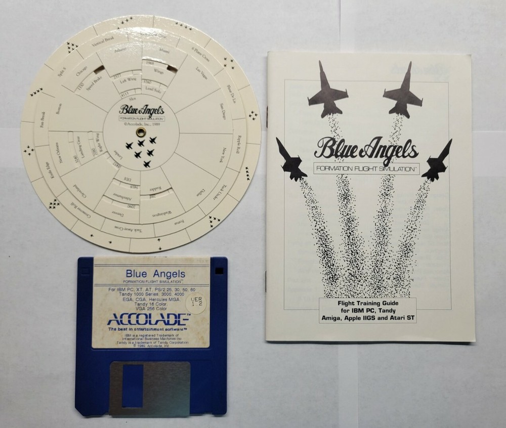Blue Angels Formation Flight Simulation (PC, 1989, 3.5" Floppy Disc)