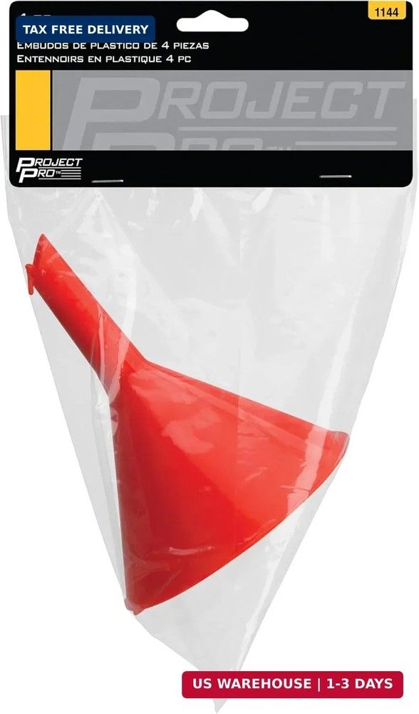 Performance Tool 1144 4-Piece Funnel, Plastic