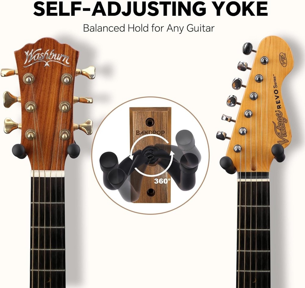 Guitar Wall Mount 2 Pack - Black Walnut 2 Pack, 2 pack