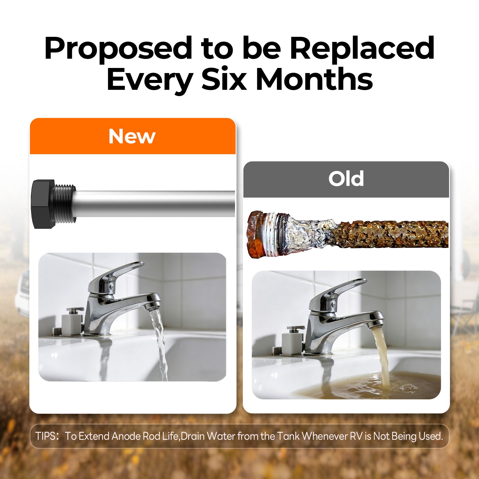 RV Water Heater Magnesium Anode Rod 9.25" inch 3/4" NPT for Suburban SW6DE