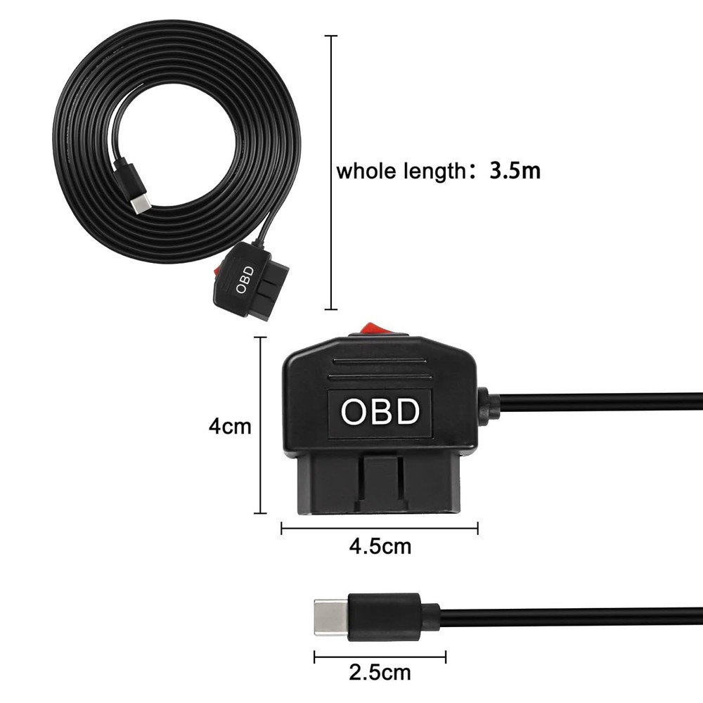 XMSJSIY OBD Power Cable for Dash Camera Type C OBD2 Adapter...
