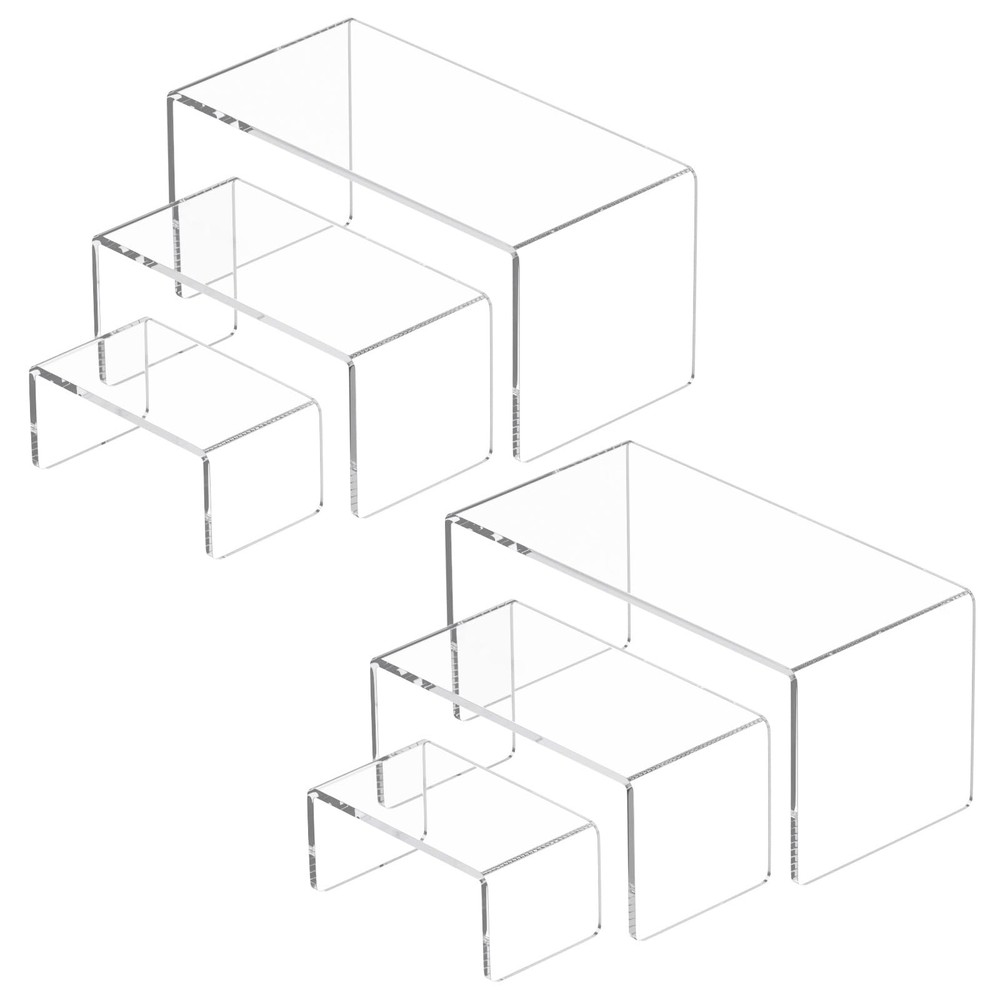 Acrylic Display Risers Stand 2 Sets,3 Steps Clear Riser Shelf Showcase for Am...