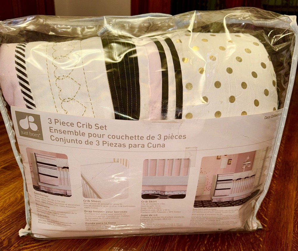Just Born Coco Collection 3pc Crib Bedding Set