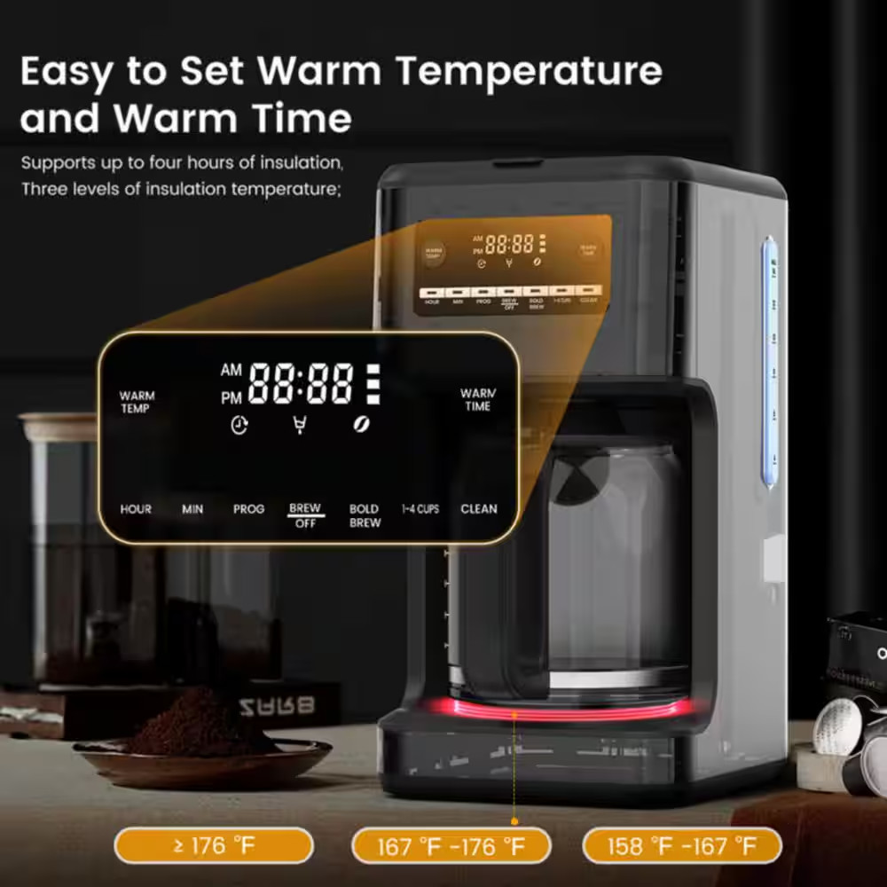 14-Cup Coffee Maker with Carafe Brewer & Timing Function in Silver