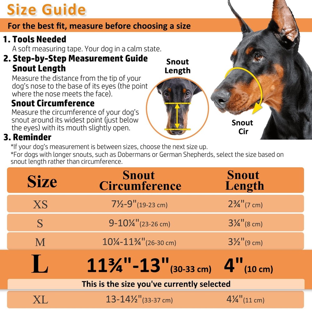 BARKLESS Dog Muzzle, Basket Muzzle for Biting, Chewing and L, Black
