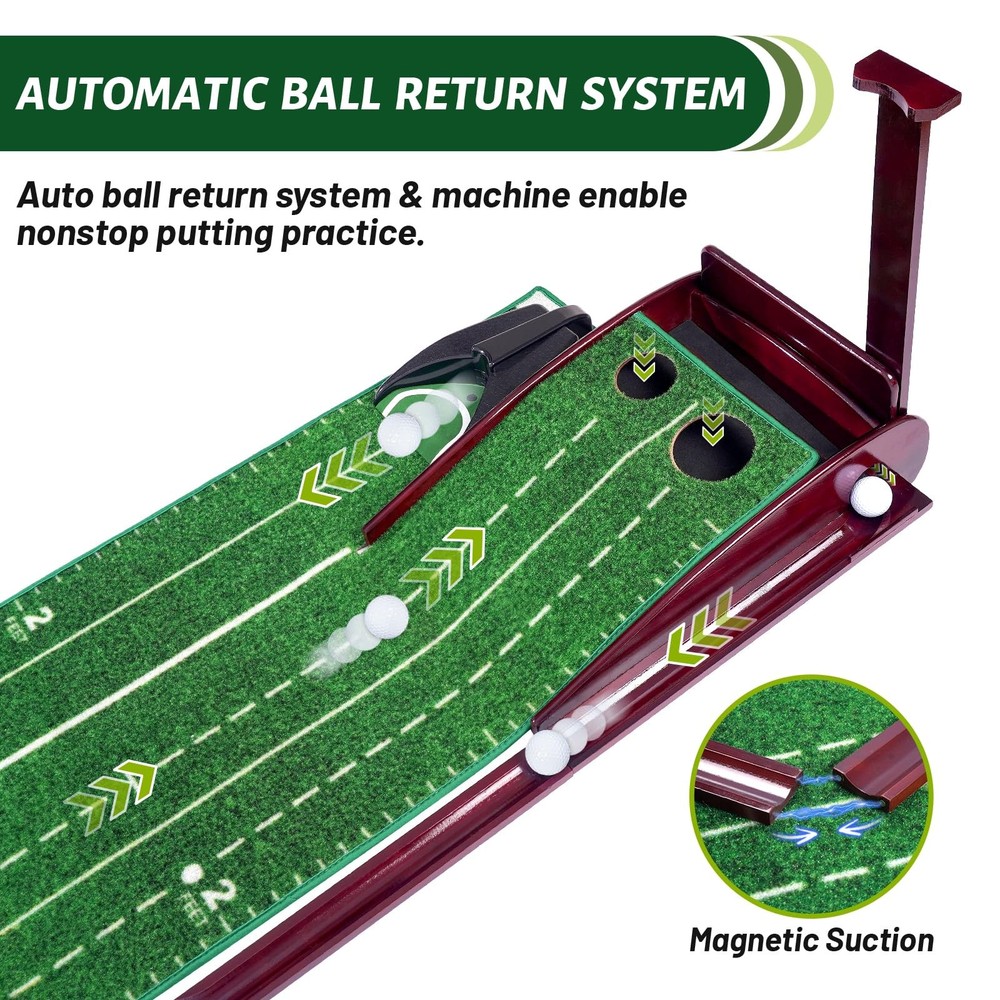 Golf Putting Green for Indoors - Mat with Automatic Ball Return Machine Mini