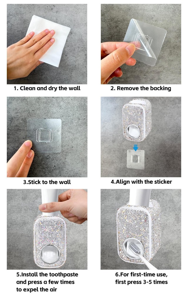 Bling Automatic Toothbrush Holder Wall Mount Toothpaste Squeezer Set for Bath...