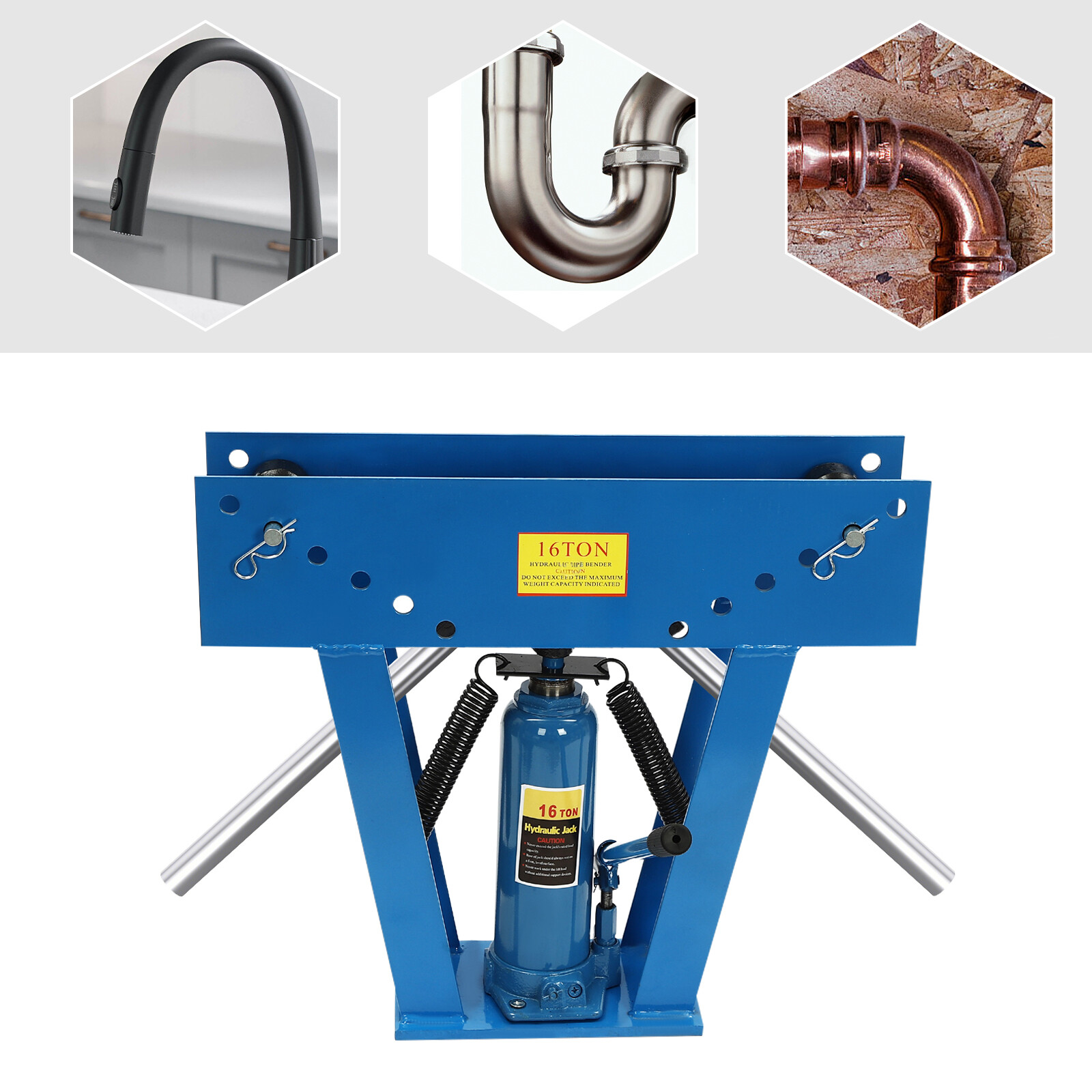 16 Ton Pipe Bender Manual Hydraulic Piping Bending Exhaust Tube Fabric w/8 Dies