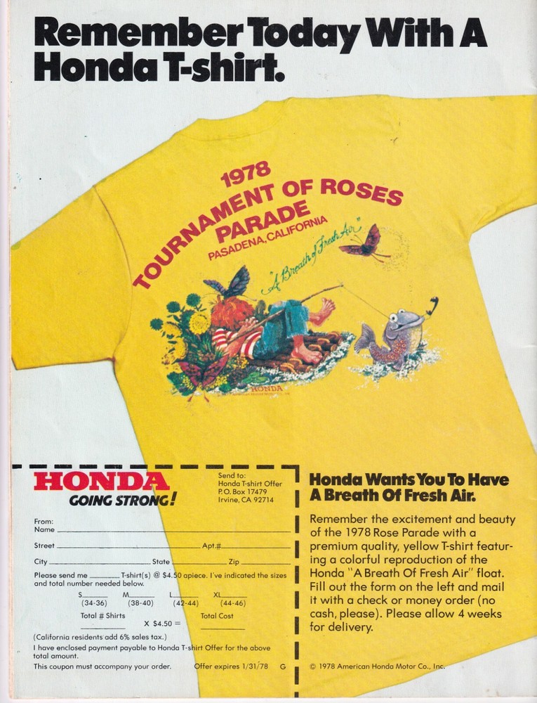 89th Rose Bowl Parade 1978 Souvenir Program