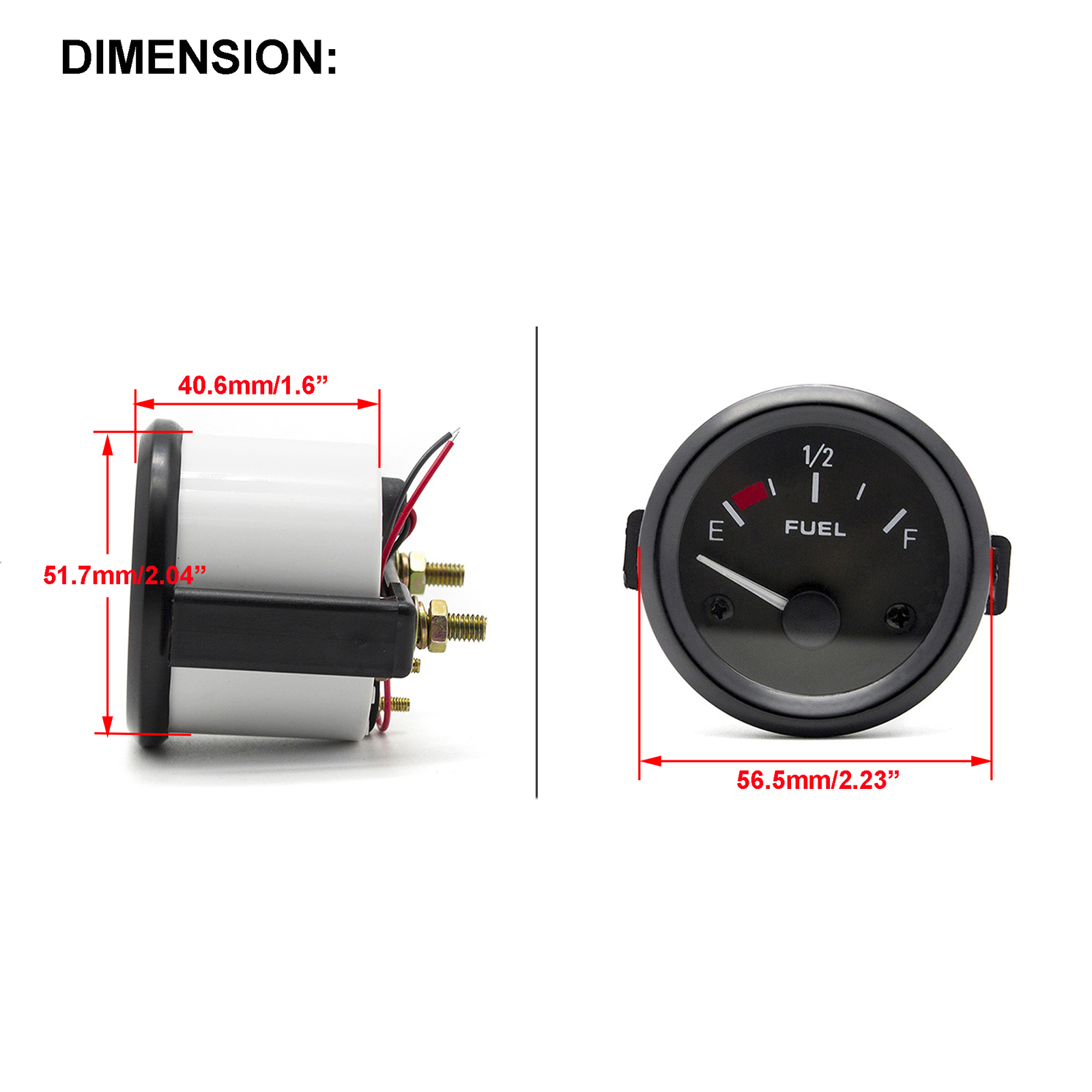 2" Universal Fuel Level Gauge E-1/2-F Pointer 52mm Fuel Tank Meter LED 12V