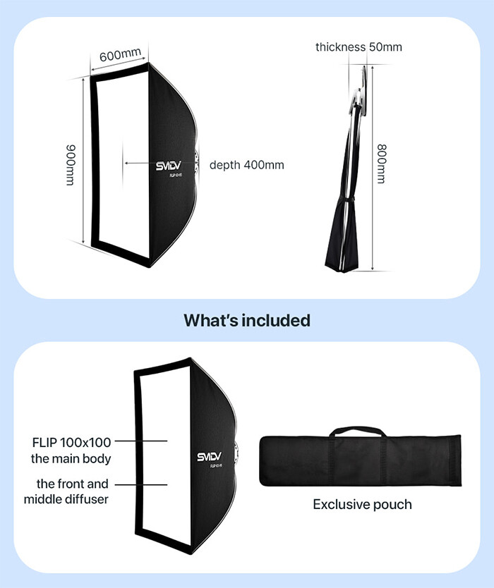 SMDV FLIP NEMO 60x90 Quick Soft Detachable Rectangular Diffuser Speed-Box+Pouch