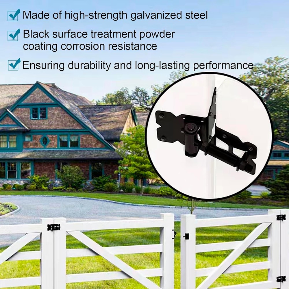 Self Locking Gate Latch and Hinges Set Heavy Duty Hardware for...