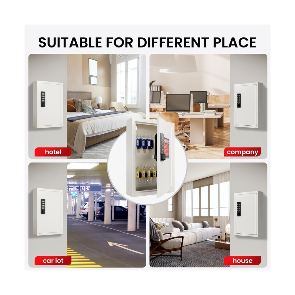 Grimtron 40 Keys Electronic Key Lock Box for Keys with Code, Private/Public/P...