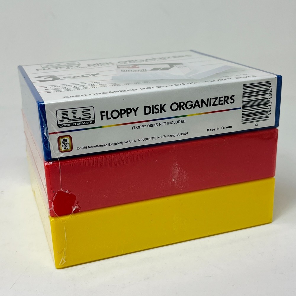 Vintage 3-Pack ALS Computermate Diskette Storage Box Floppy Disk Organizer