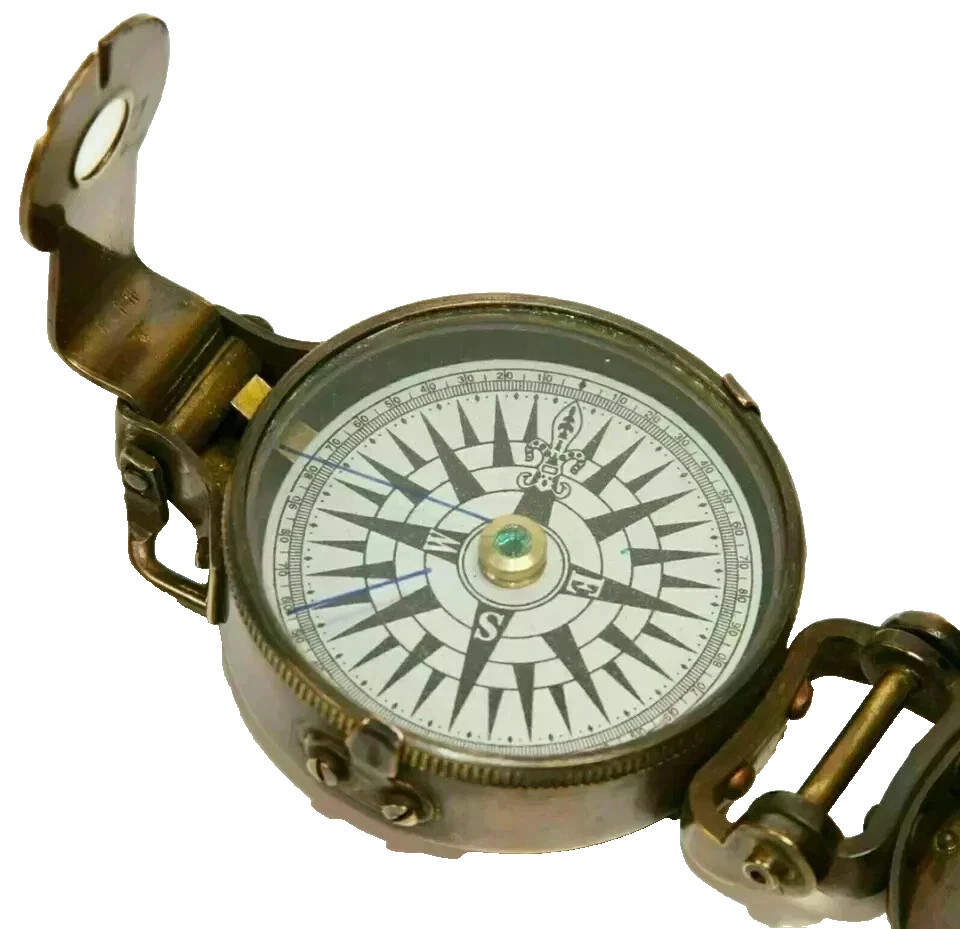 WWII Style Brass Pocket Compass Gift