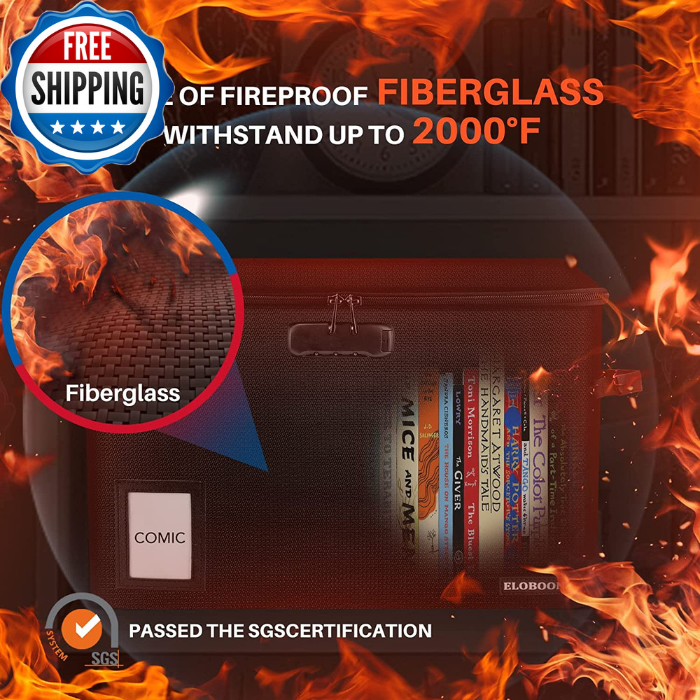 Comic Book Storage Box Fireproof & Water Resistant Comic Book Box with Lock...