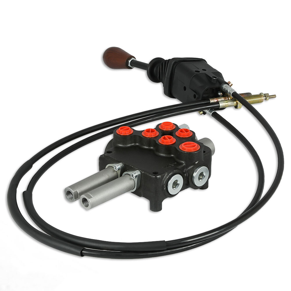 P80 Remote Control Valve Kit: 2 Spool Valve 21GPM + Joystick + Cables 25MPa Top
