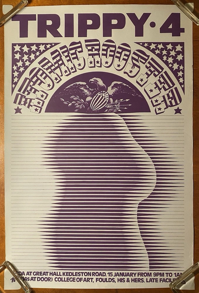 ATOMIC ROOSTER Great Hall DERBY 1971 UK CONCERT POSTER Prog DADA Trippy 4