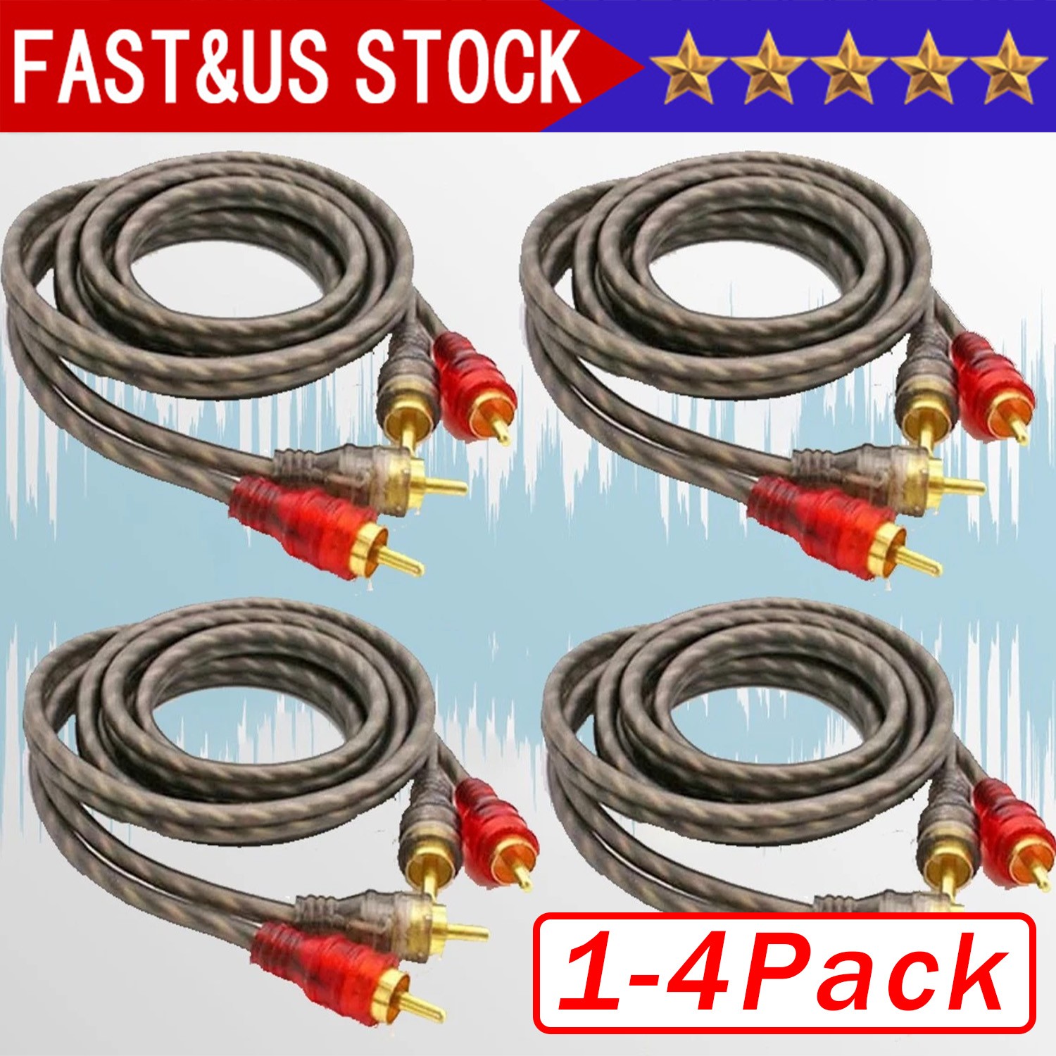 1/4PACK  RCA Audio Cable Twisted Pair with Noise Reduction Interconnect Amp Wire