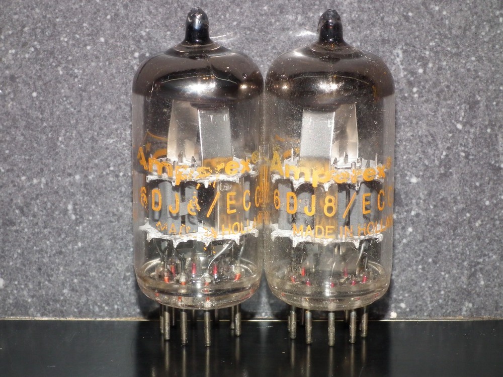 6DJ8 ECC88 Amperex PQ Holland Matched Pair Used Tested 95% A Frame Getter