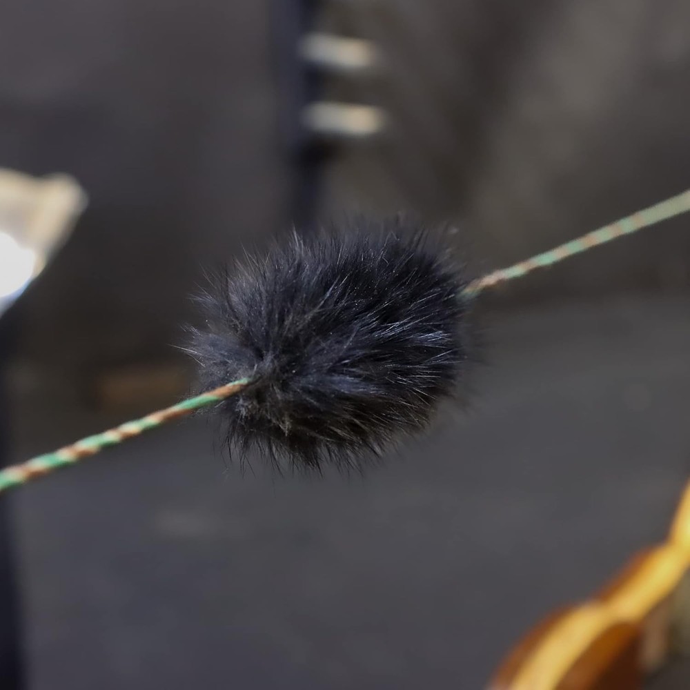 Rabbit Fur Bow String Silencer Recurve Longbow (Black Rabbit 2 Pair)
