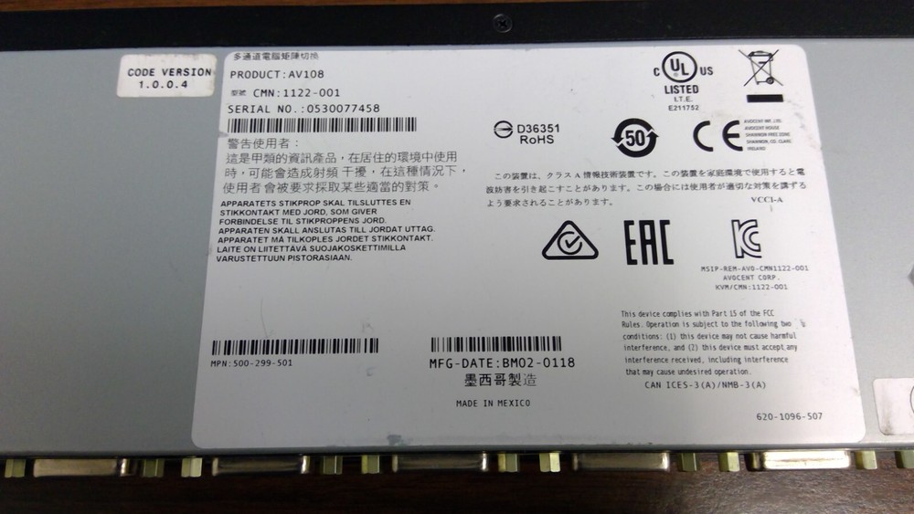 Vertiv Avocent AV108 8-Ports Basic KVM Switch