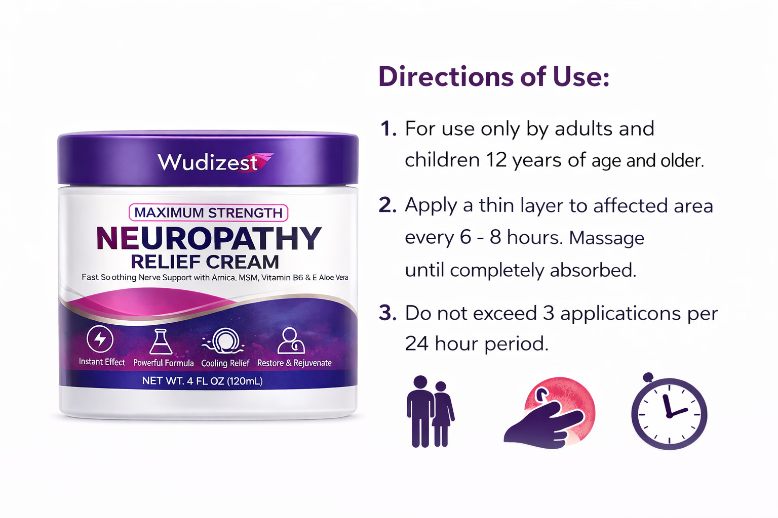 "SALE" Neuropathy Cream Max Strength Lidocaine 4% Menthol Arnica MSM Relief 4oz