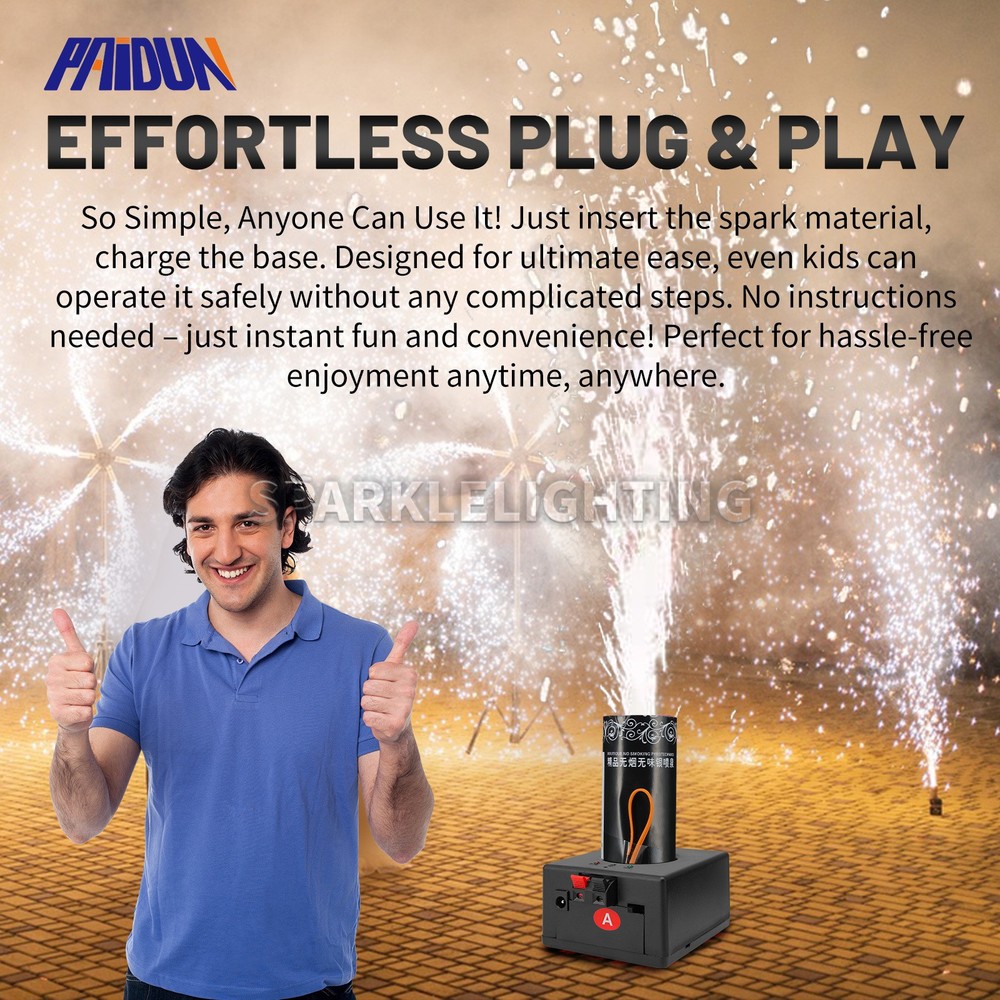 PAIDUN 8PCS Cold Spark Based + 2PCS Remote Controller Firework Effect Machine