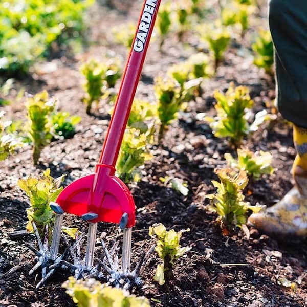 Garden Weasel Rotary Cultivator Long Handle 54 Inch Steel Hand Tiller Tool Soil