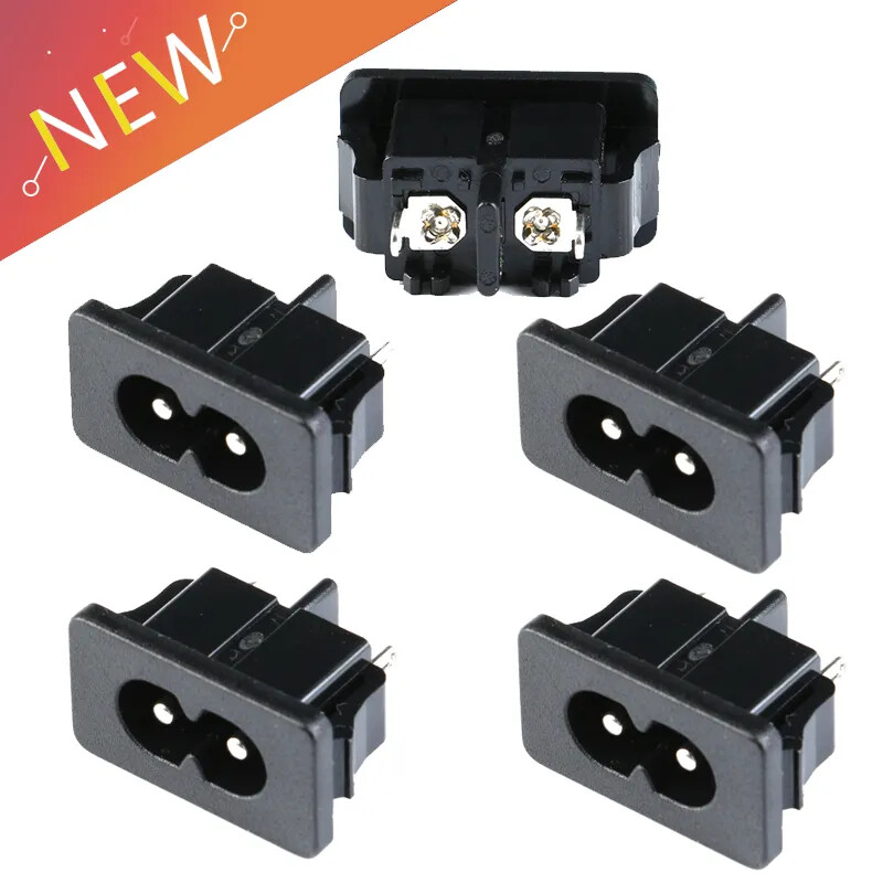 5x IEC320 C8 Power Plug Socket 2.5A AC 250V 2 Terminal