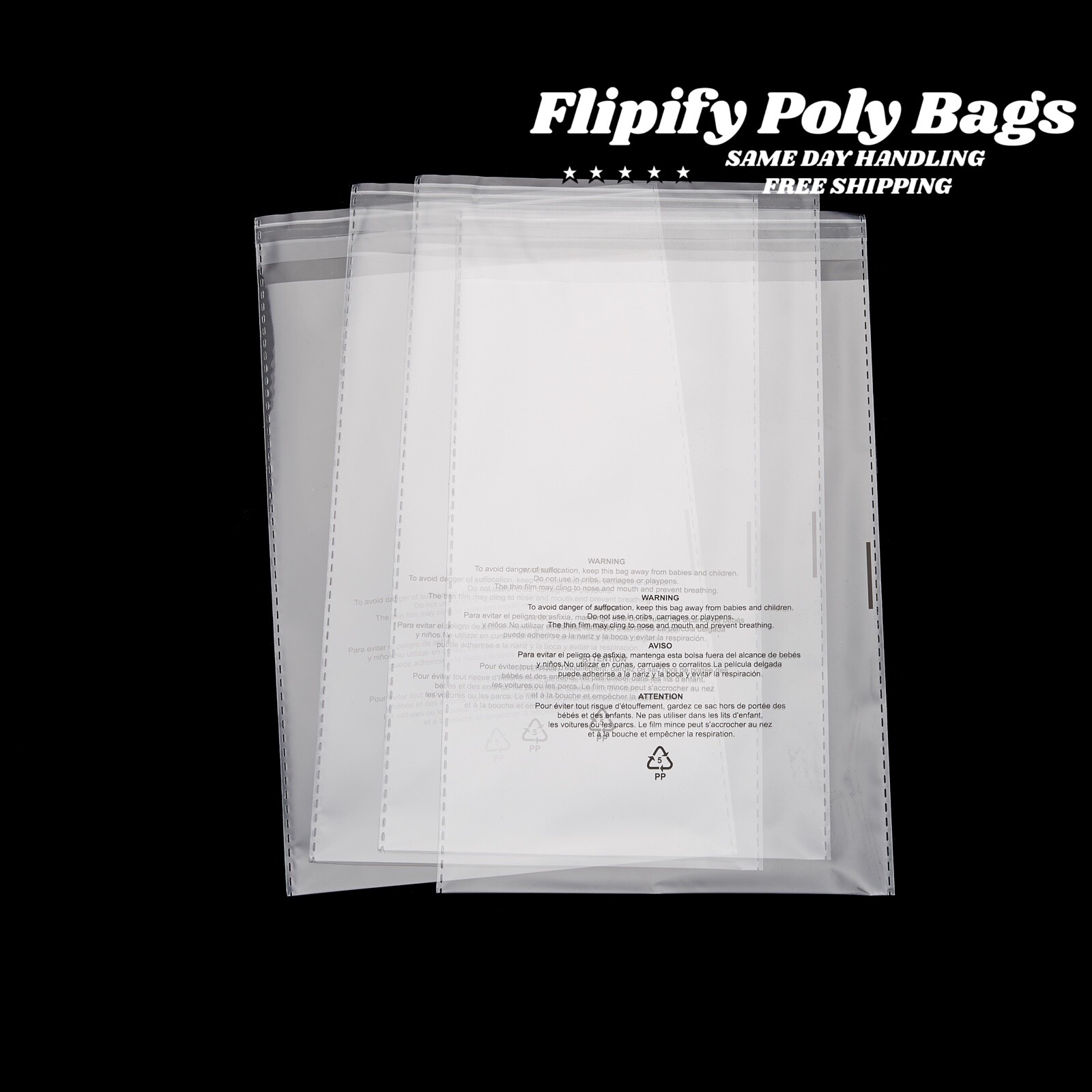 Poly Bags Suffocation Warning Clear 1.5 mil Merchandise Apparel for Amazon