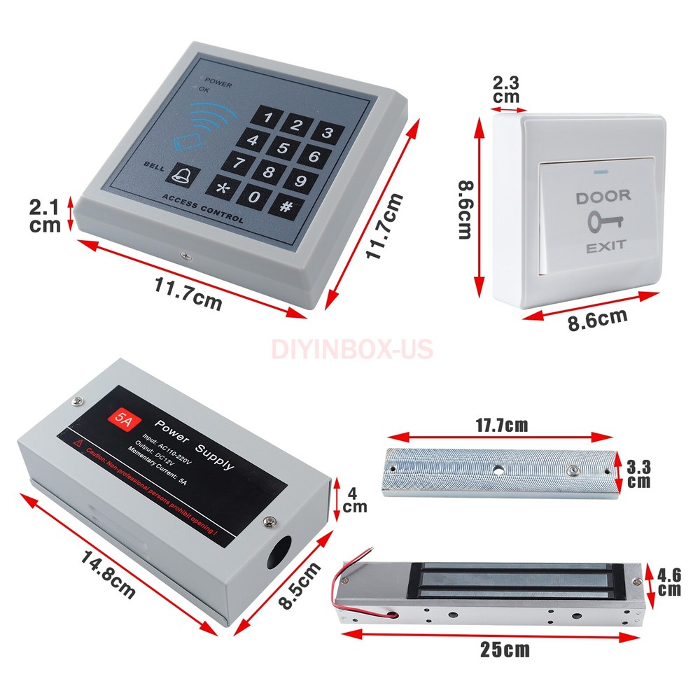 RFID Door Entry Security Access Control System Kit Set Magnetic Electronic Lock