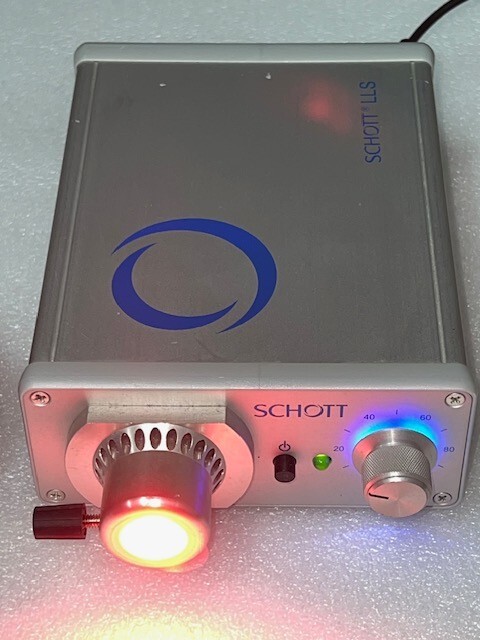 Schott Red Light Source LED Illuminator A20960 with Optical Fiber Ring Used
