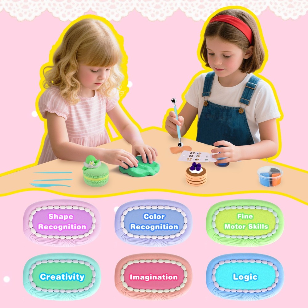 DIY Air Dry Clay Kit 12 Dessert Modeling Magic Clay for Kids with Tools Tutorial