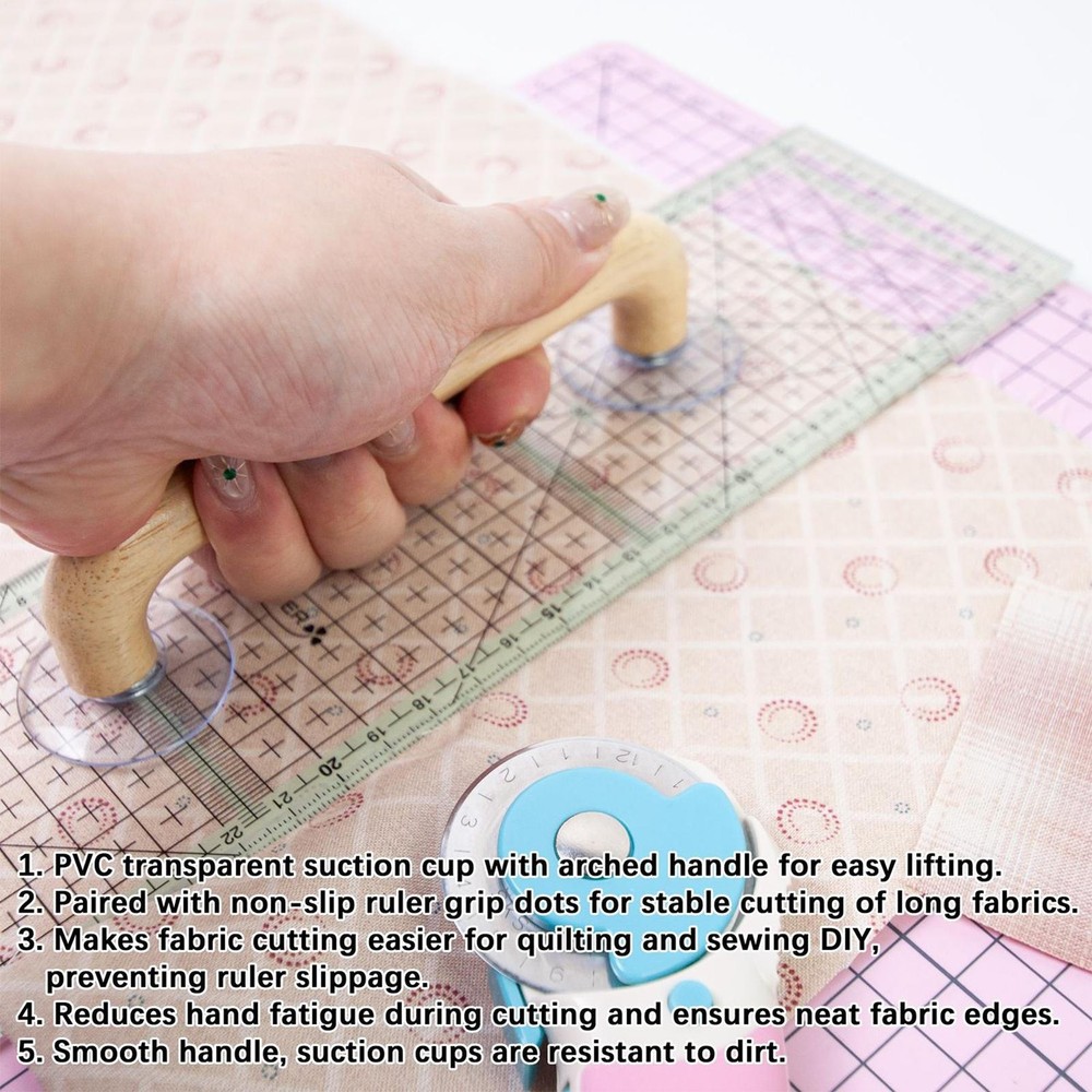 DIY Sewing Tools Ruler Handle Suction Cup Handle for Quilting Patchwork Ruler
