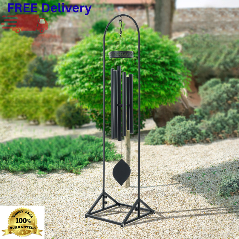 76" Metal Wind Chime Stand Heavy Duty Steel Outdoor Garden Display Hook New