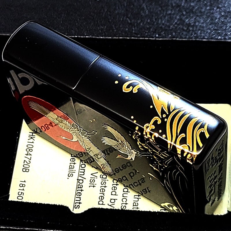 Zippo Crane Japanese Pattern Matte Black Etching 3 Sided Processing Lighter