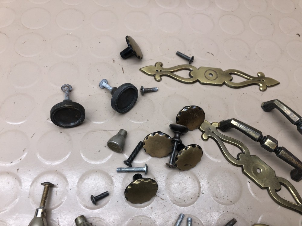 Lot 2 Vintage Hardware Drop Pull Drawer Dresser Pulls Knobs Backplates
