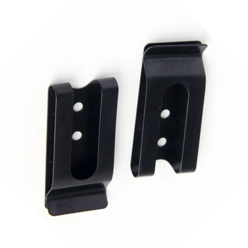 Practical Belt Clip Hook Securing Clip 2pcs Black Coated Finish Flat Base