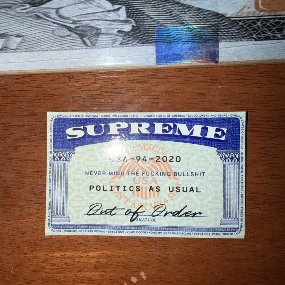 Supreme Social Security Card SSN Sticker SS20