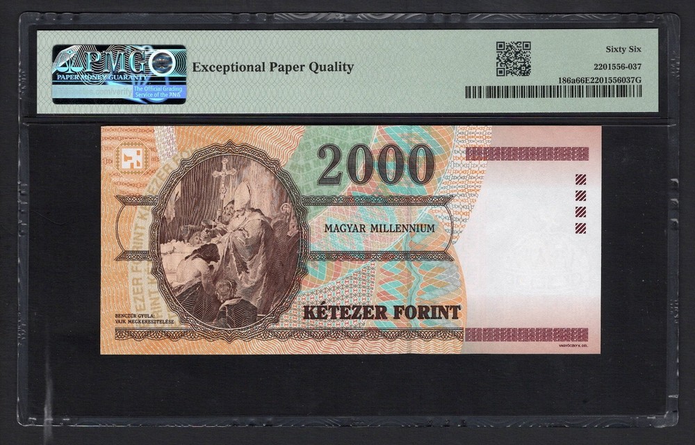 Hungary 2000 Forint 2000 P186a Uncirculated Grade 66