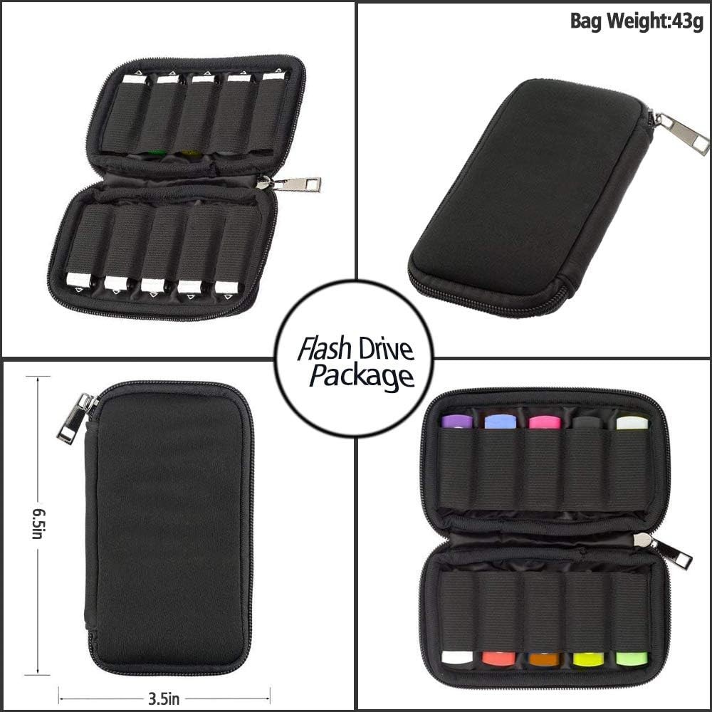 USB Flash Drive Case - 10-Slot Neoprene Holder for Workspace Efficiency