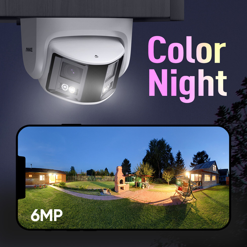 ANNKE 6MP POE Security Camera Dual Lens Outdoor Color Night Two-Way Audio FCD600