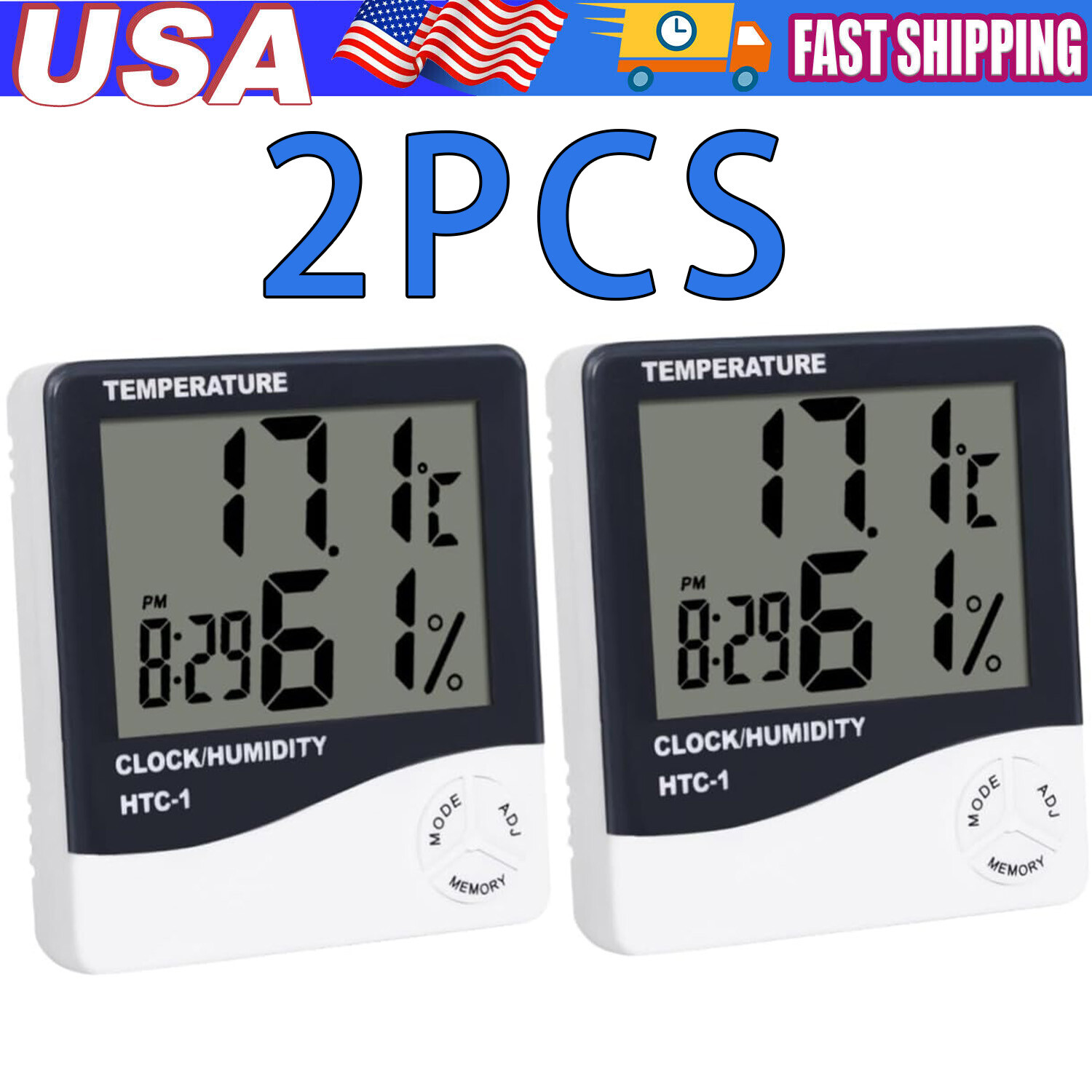 THERMOMETER INDOOR Digital LCD Hygrometer Temperature Humidity Meter Alarm Clock