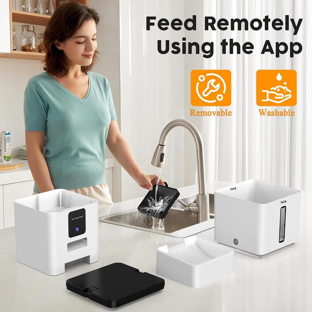 Smart Automatic Dog Feeder with Camera - 33 Cups, App Control, HD Video