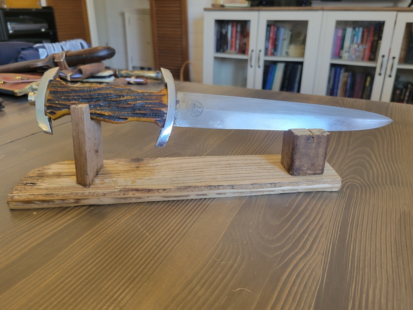 WWII German Stag Handle Fighting Knife/Dagger by Malsch & Ambronn Steinbach